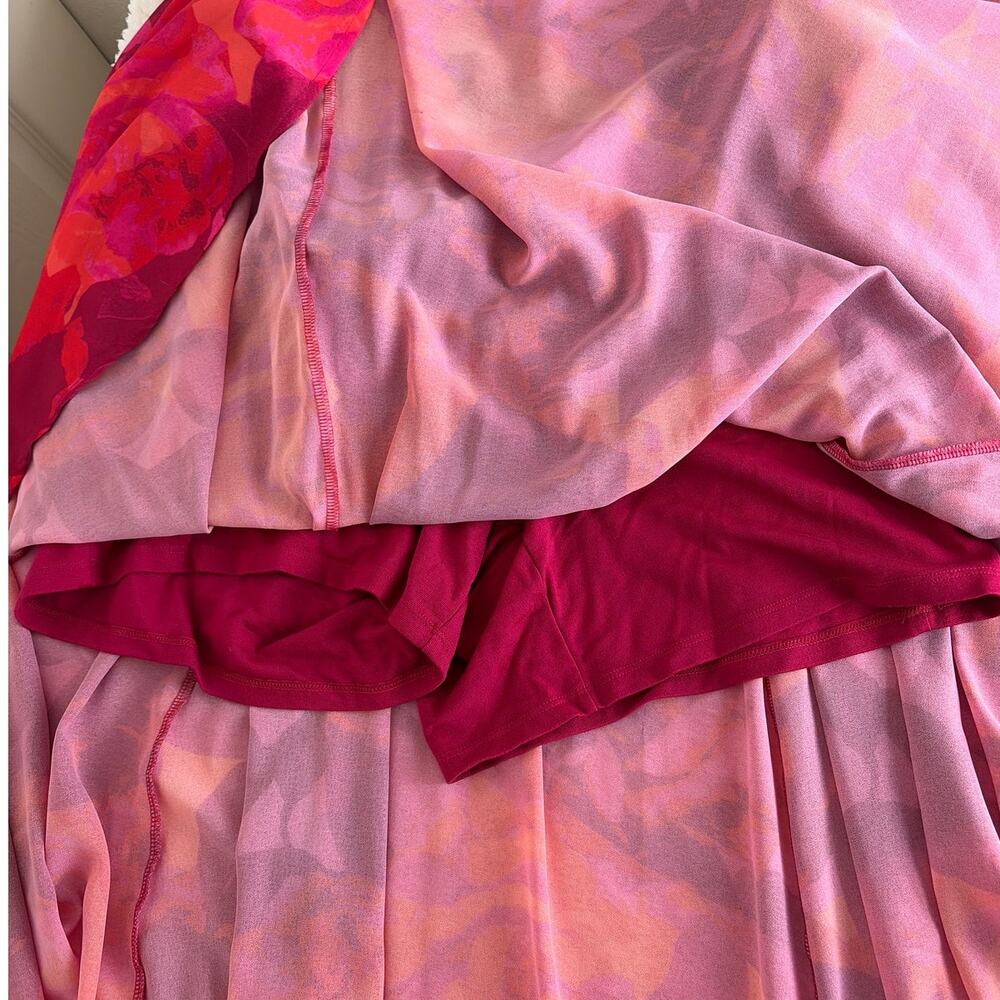 Torrid Maxi Skirt Size 2X Built In Bike Shorts Pink Floral Chiffon Resortwear - Picture 3 of 7